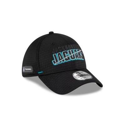 Black Jacksonville Jaguars Hat - New Era NFL Official Summer Sideline 39THIRTY Stretch Fit Caps USA2907168